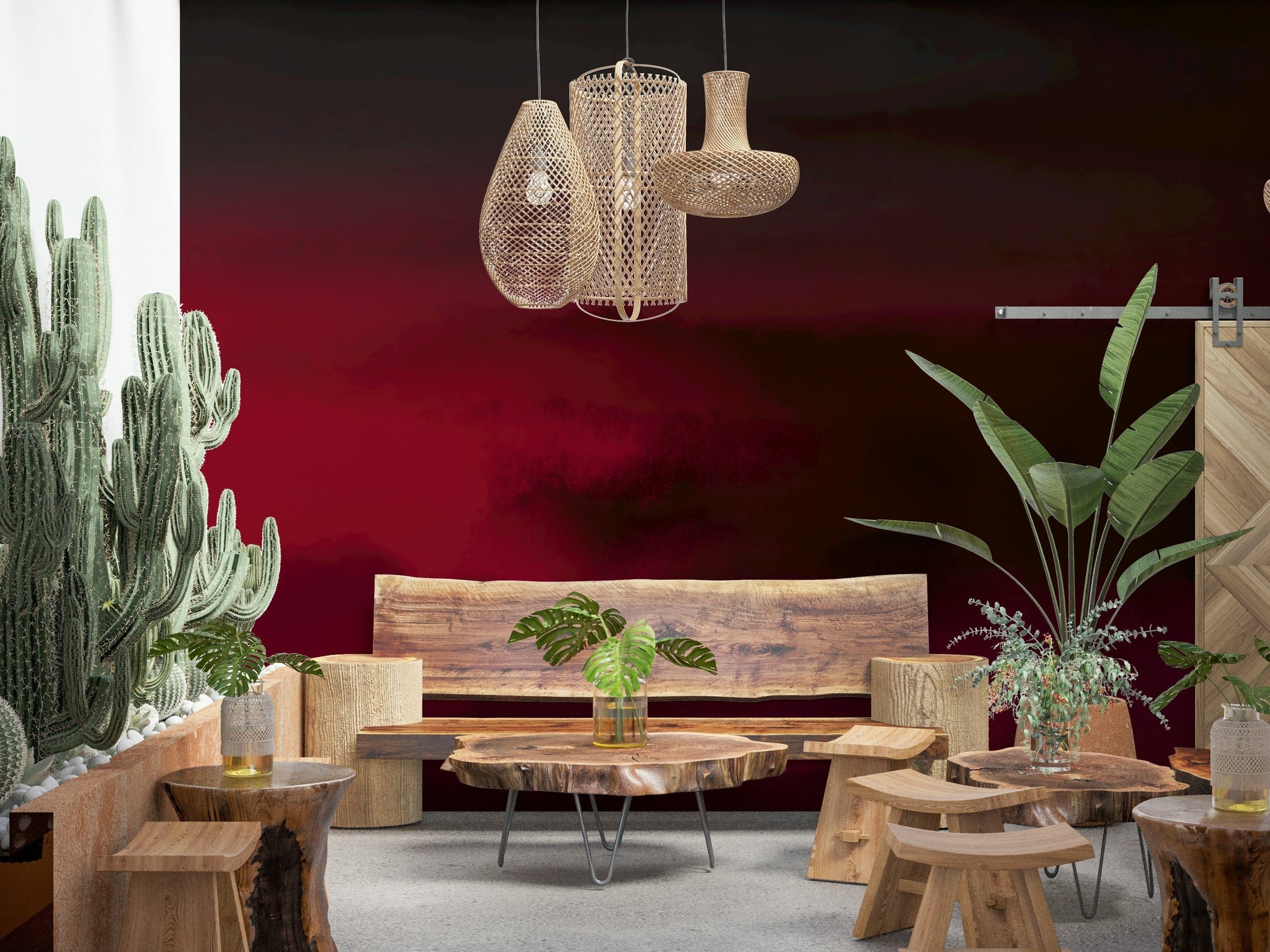 Gloomy horizon Crimson Dreams wallpaper design deep cherry stormy sky