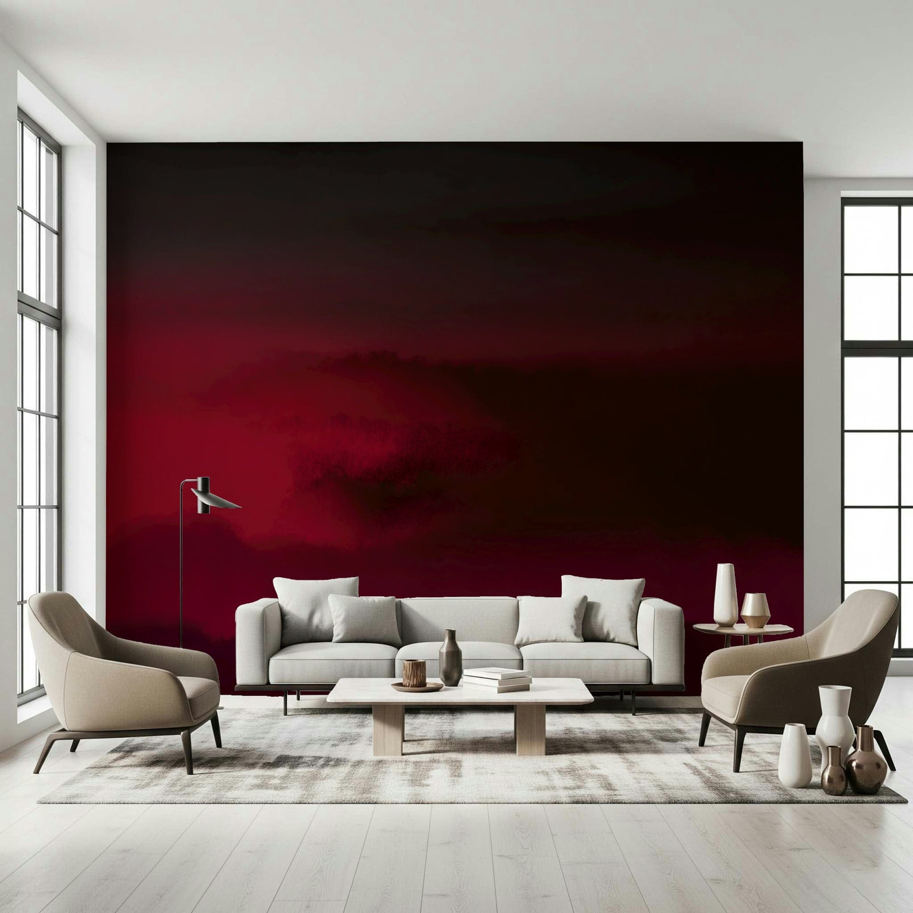 Crimson Dreams wall mural deep red cloud texture for moody bedroom