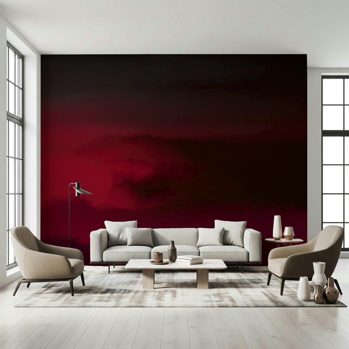 Crimson Dreams wall mural deep red cloud texture for moody bedroom