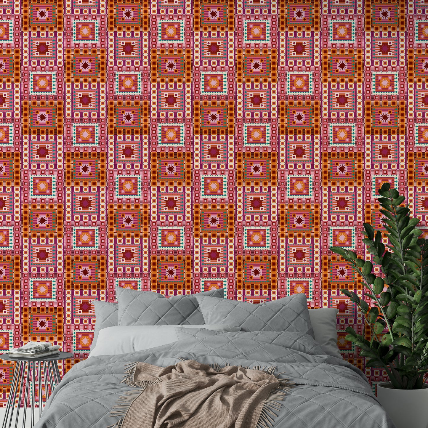 Orange splash wall mural pattern

