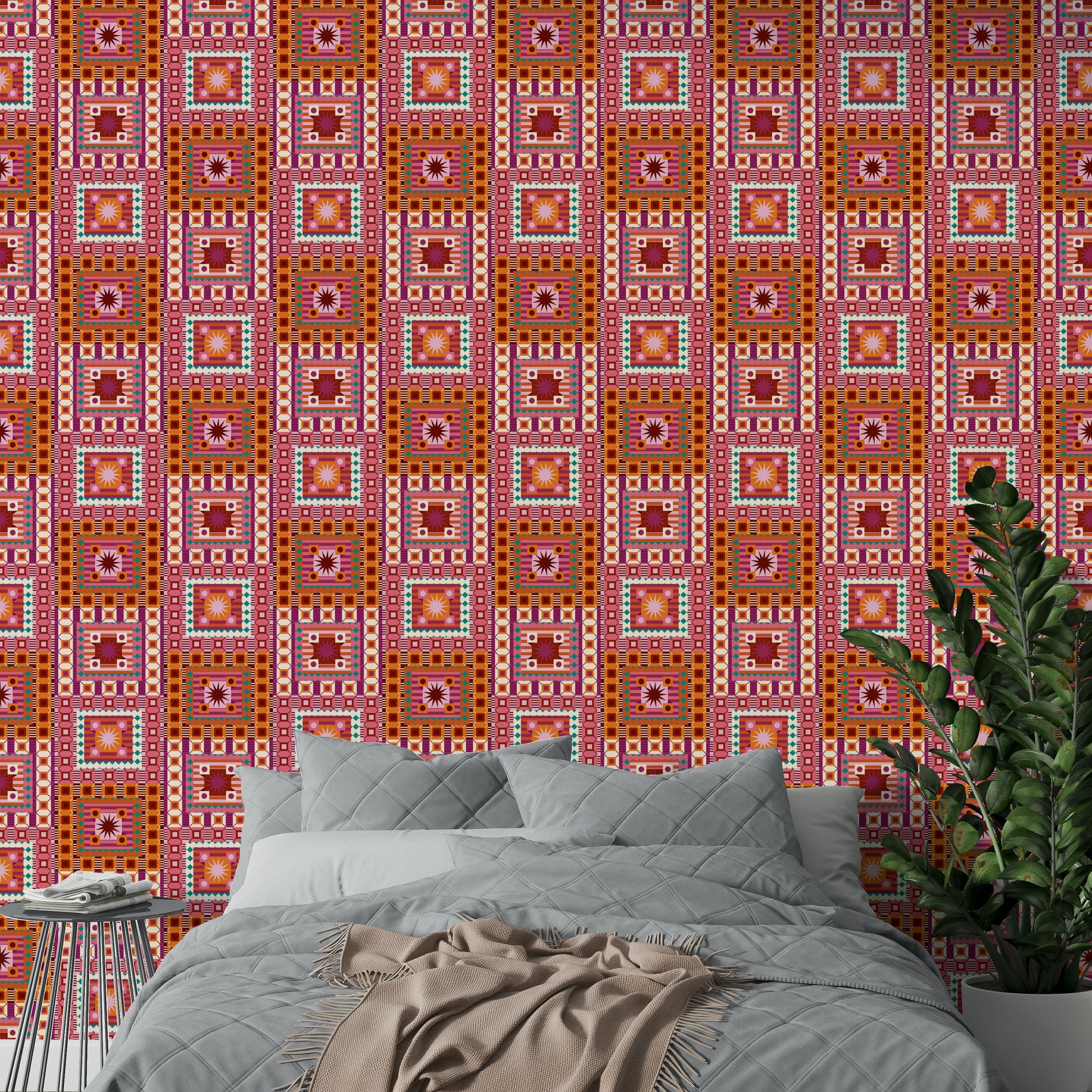 Orange splash wall mural pattern

