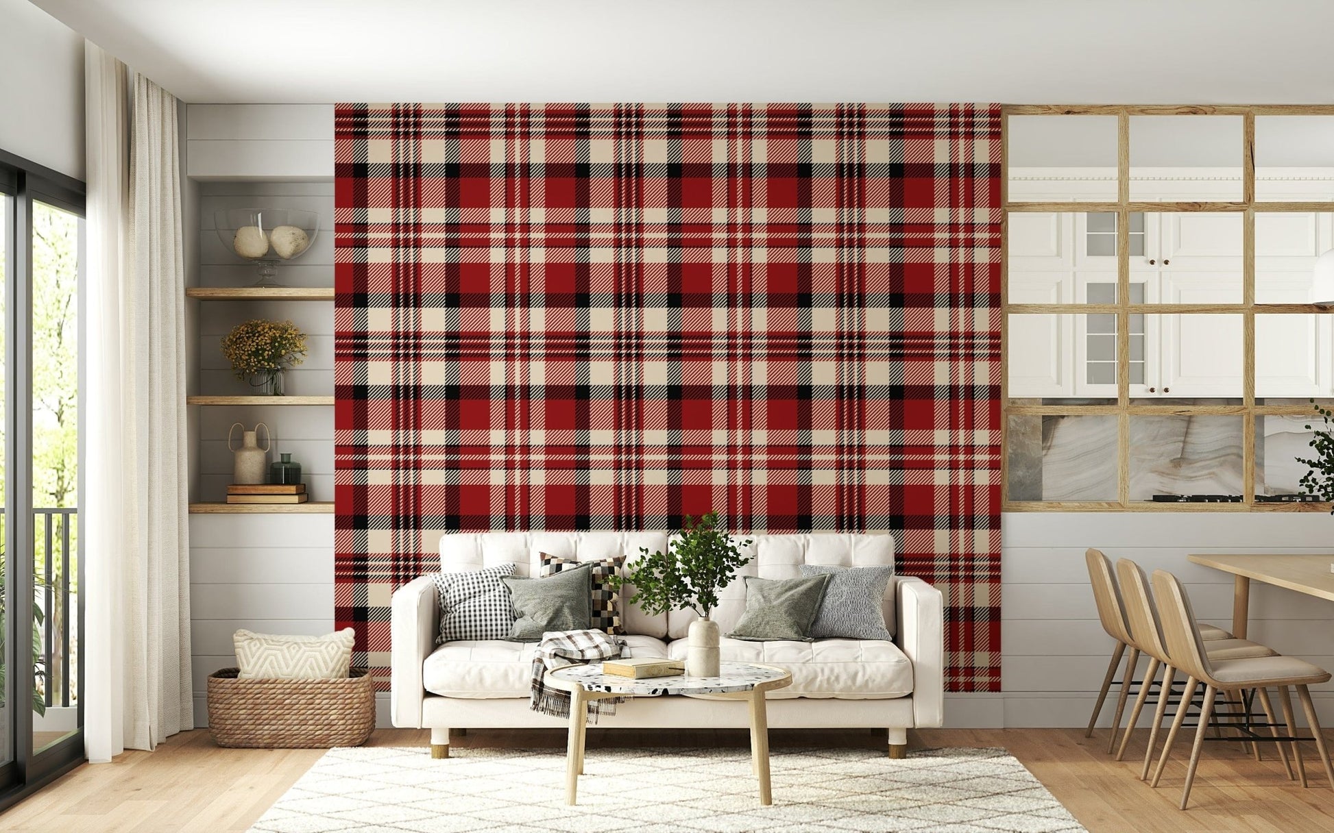 Crimson Plaid wallpaper with classic red and deep crimson check pattern for stylish walls.
