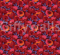 Floral statement mural with crimson red poppies

