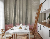 Atmospheric mist covered Crimson Whisper Woods wall image.