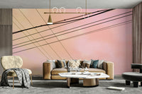 An artistic contemplative mural on minimalist wallpaper.

