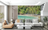 Tropical shore wall mural Crystal Bay with turquoise waves.