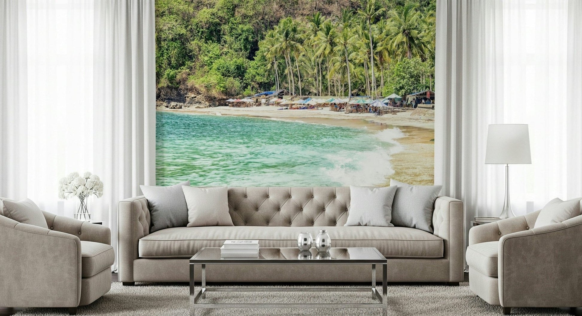Hidden lagoon Crystal Bay peel and stick wallpaper scenery.