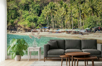 Crystal Bay seaside cove wallpaper for walls featuring palms.