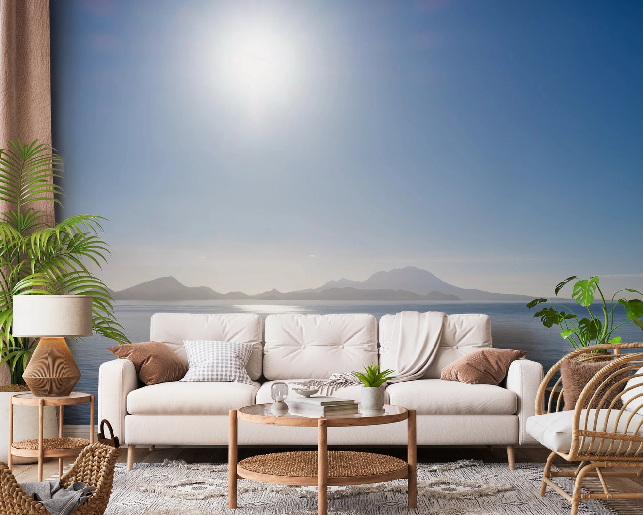 Abstract blue hues on this Crystal Blue Morning wall mural design for living room walls