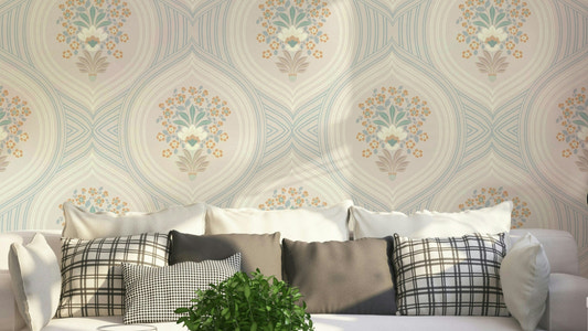 Curved Lines & Blooms Wallpaper⁠