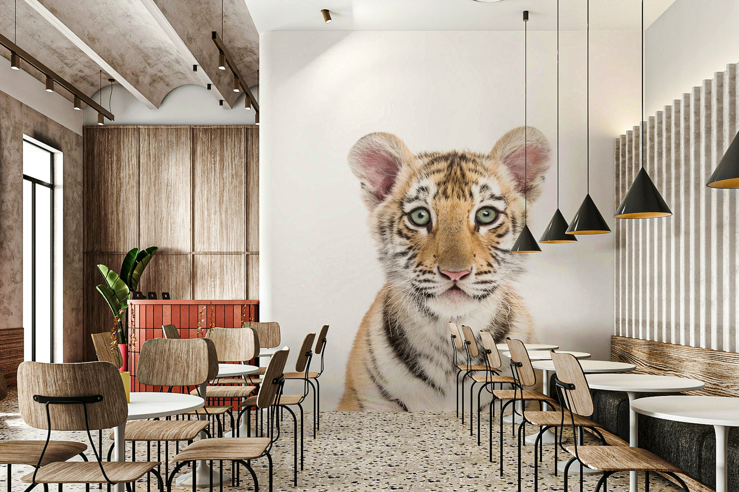 Sweet baby tiger wallpaper mural for toddlers

