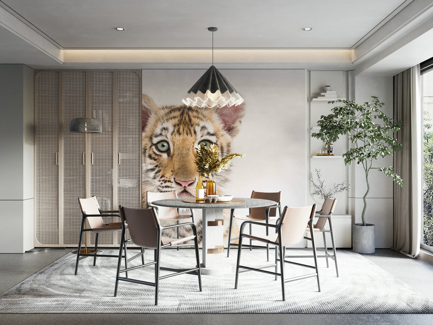 Realistic baby tiger mural for animal lovers

