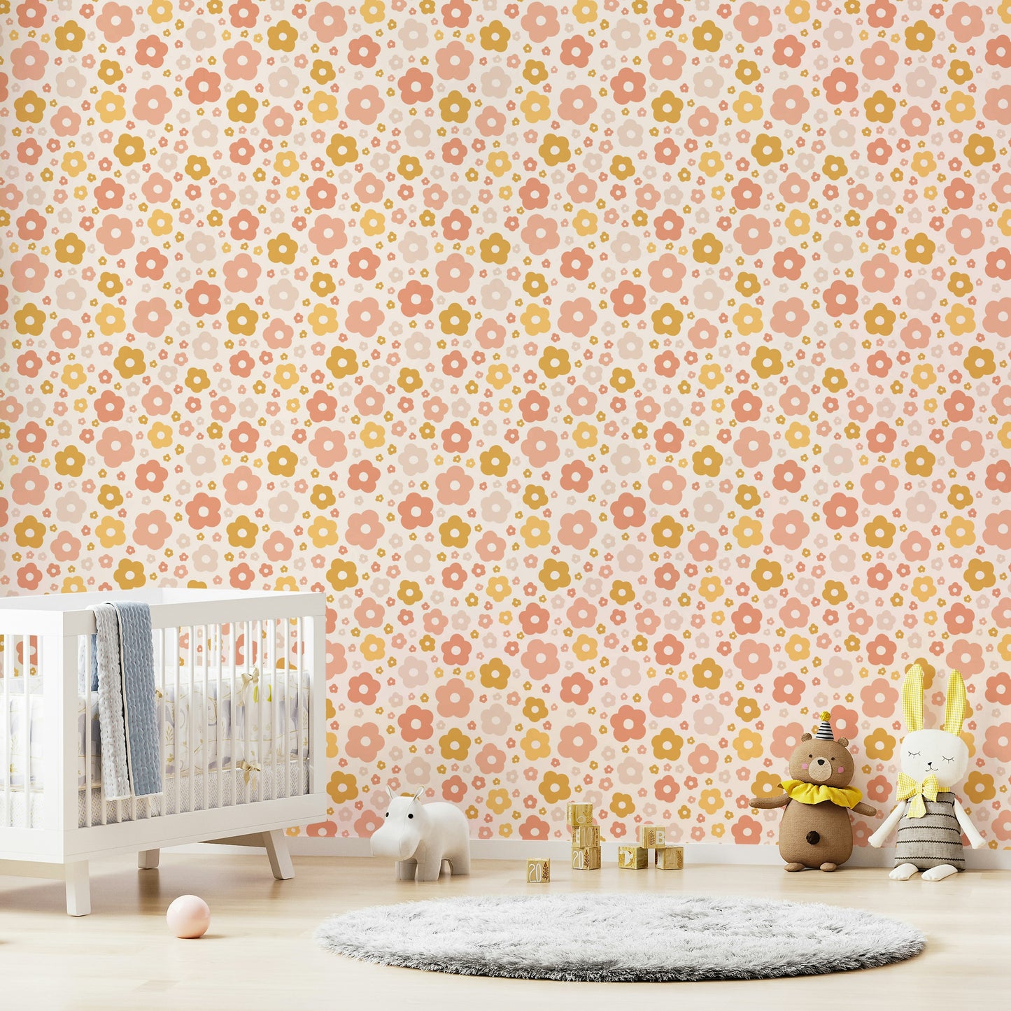 Cottagecore-inspired wallpaper with boho daisies

