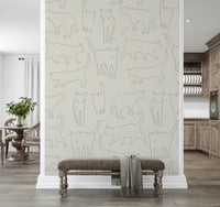 Cat Illustration Wall Mural – Playful and artistic wallpaper with sketched cats in whimsical arrangements.