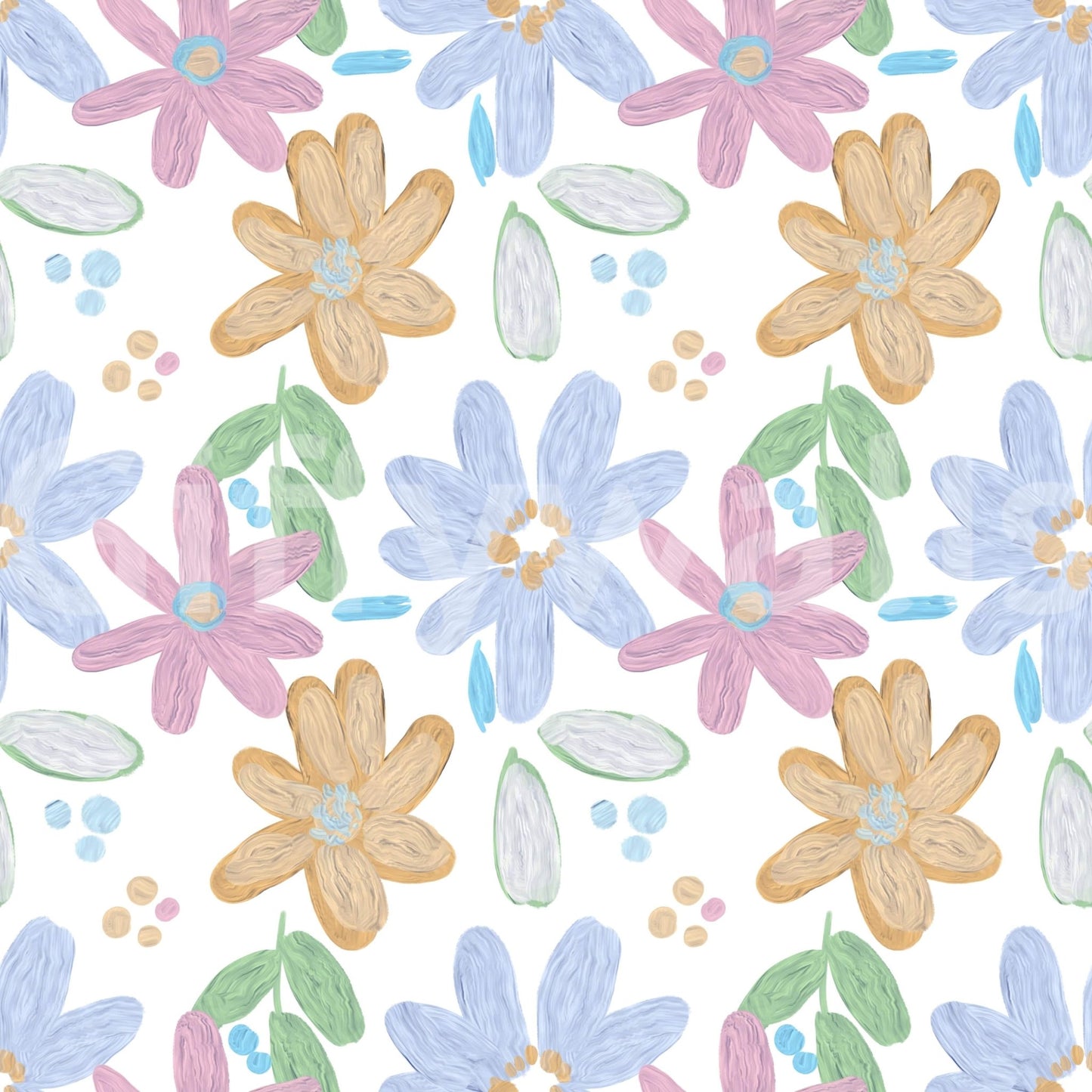 Cute impasto oil painted flowers pattern  Wallpaper⁠