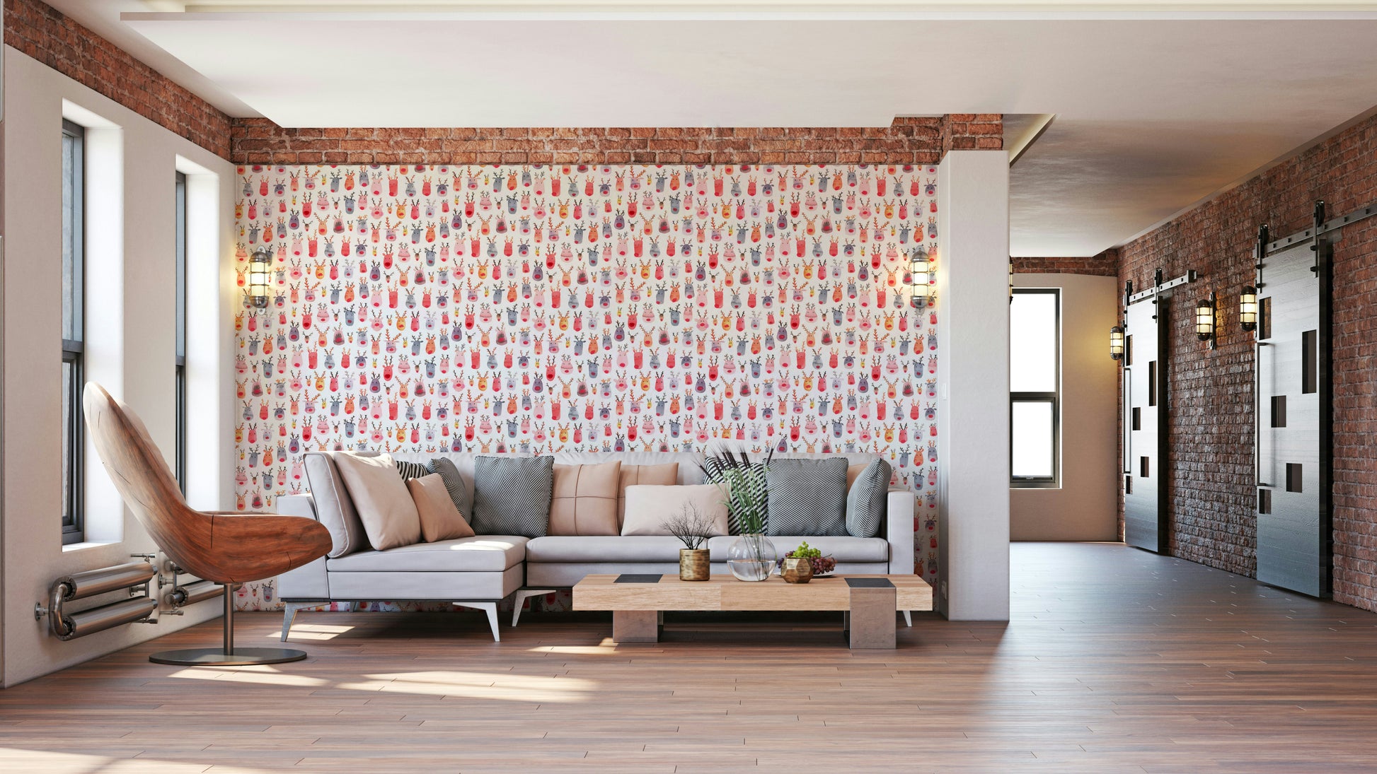 Whimsical kids wallpaper with cute reindeer prints

