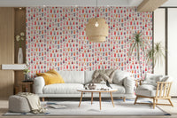 Playful reindeer pattern wallpaper for kids room

