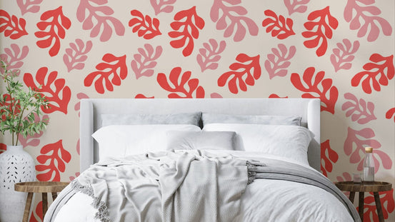 Cutout Leaves Wallpaper used in a classic flat with high ceilings and tall windows.