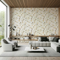 Soft ivory daisy wallpaper for walls elegant home décor.