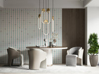 Delicate Daisy Stripes Wallpaper – Elegant wallpaper with daisy blossoms arranged over subtle linear stripes.