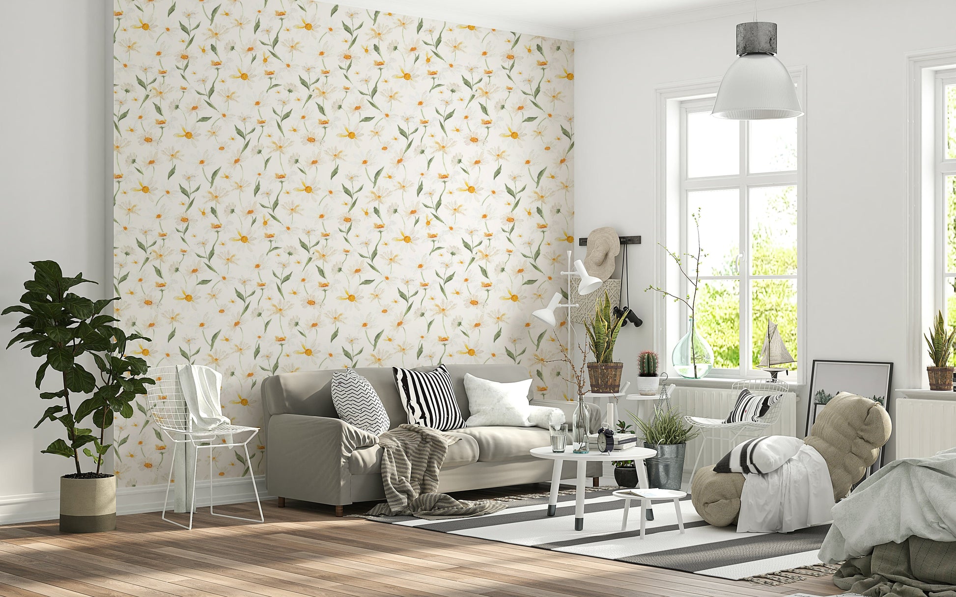 Dainty daisy pattern wallpaper for walls serene style Daisy Dreams.