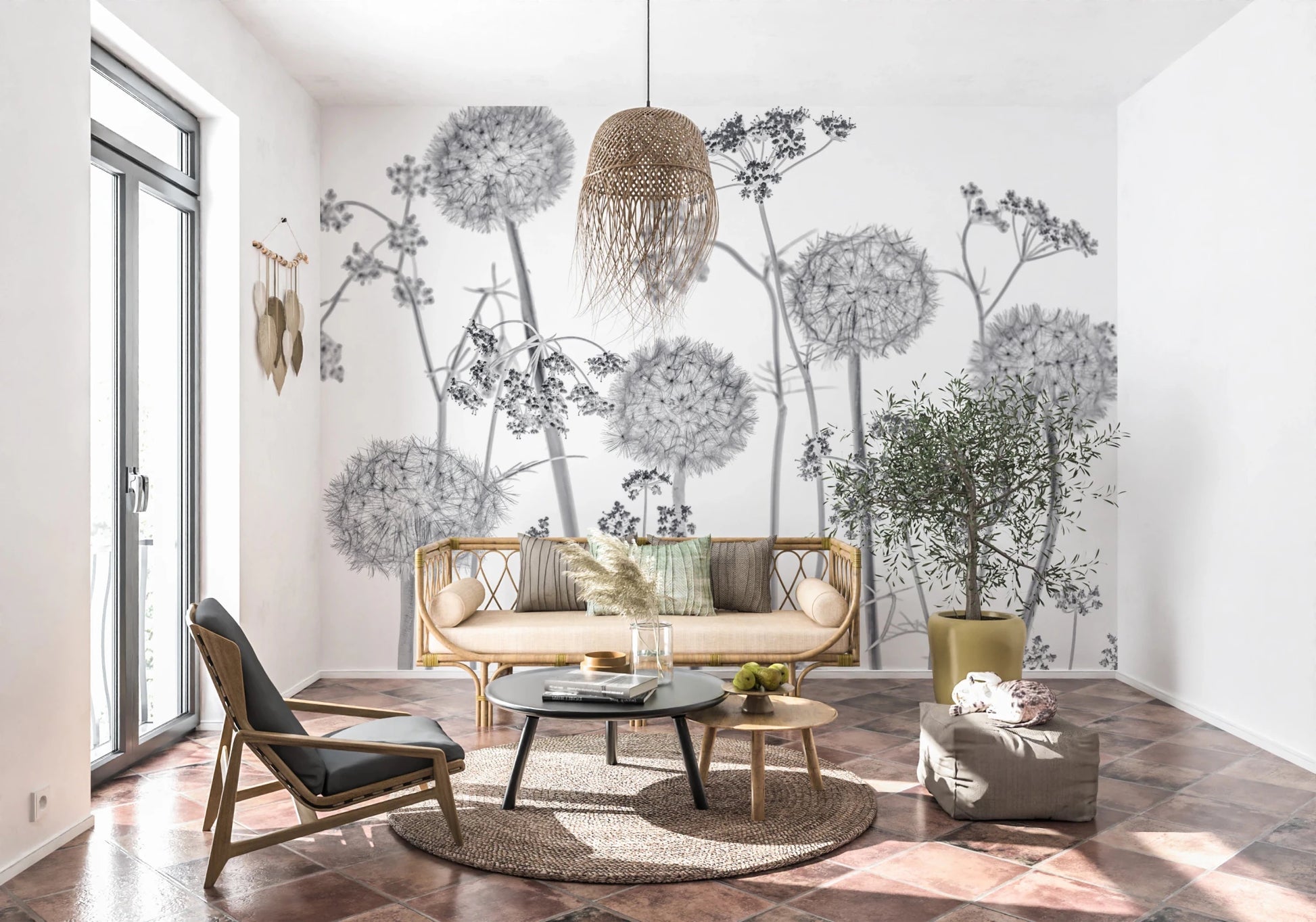 Dancing Wildflowers Wall Mural