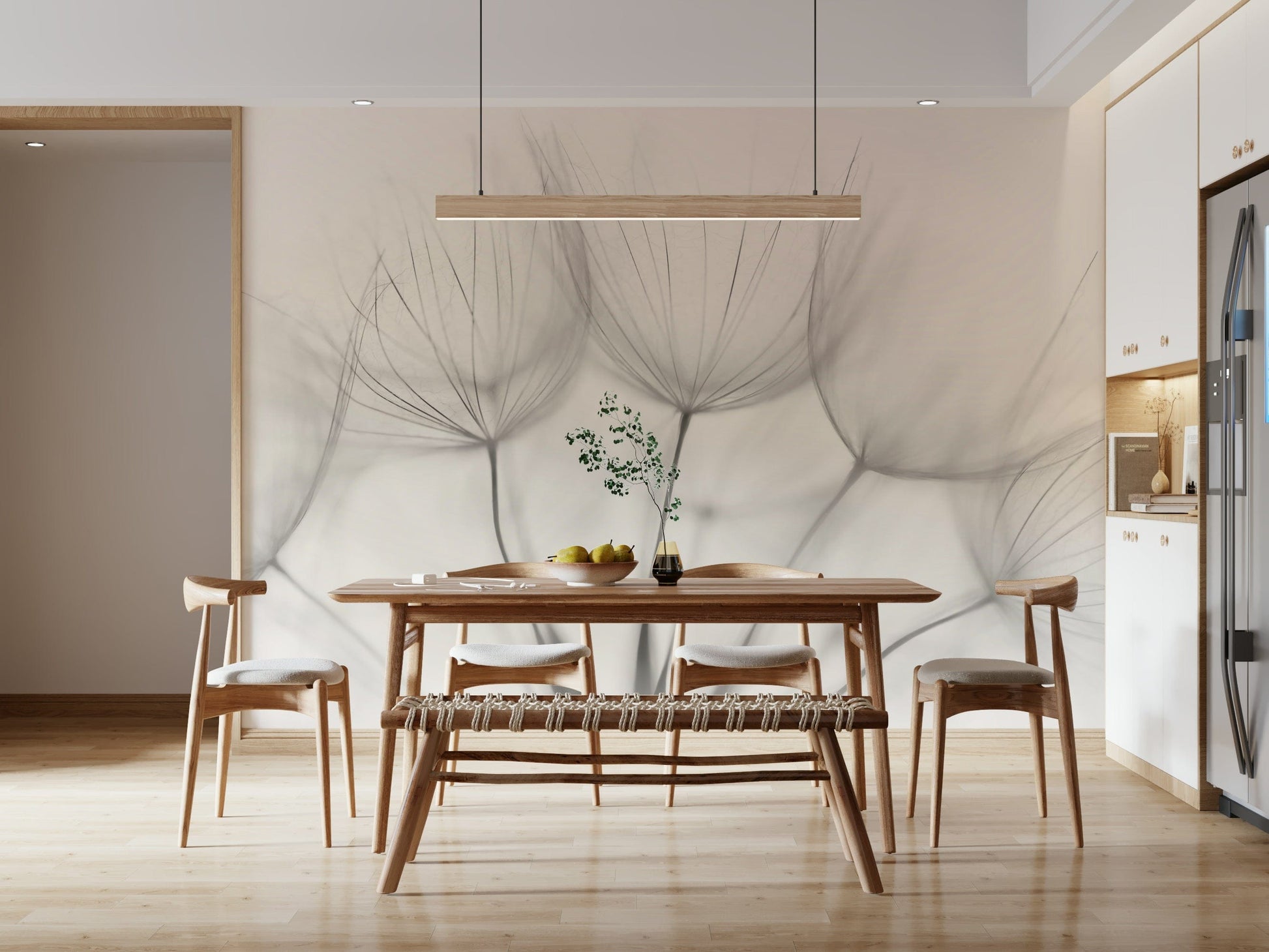 A tranquil subtle floral wall mural for your decor.

