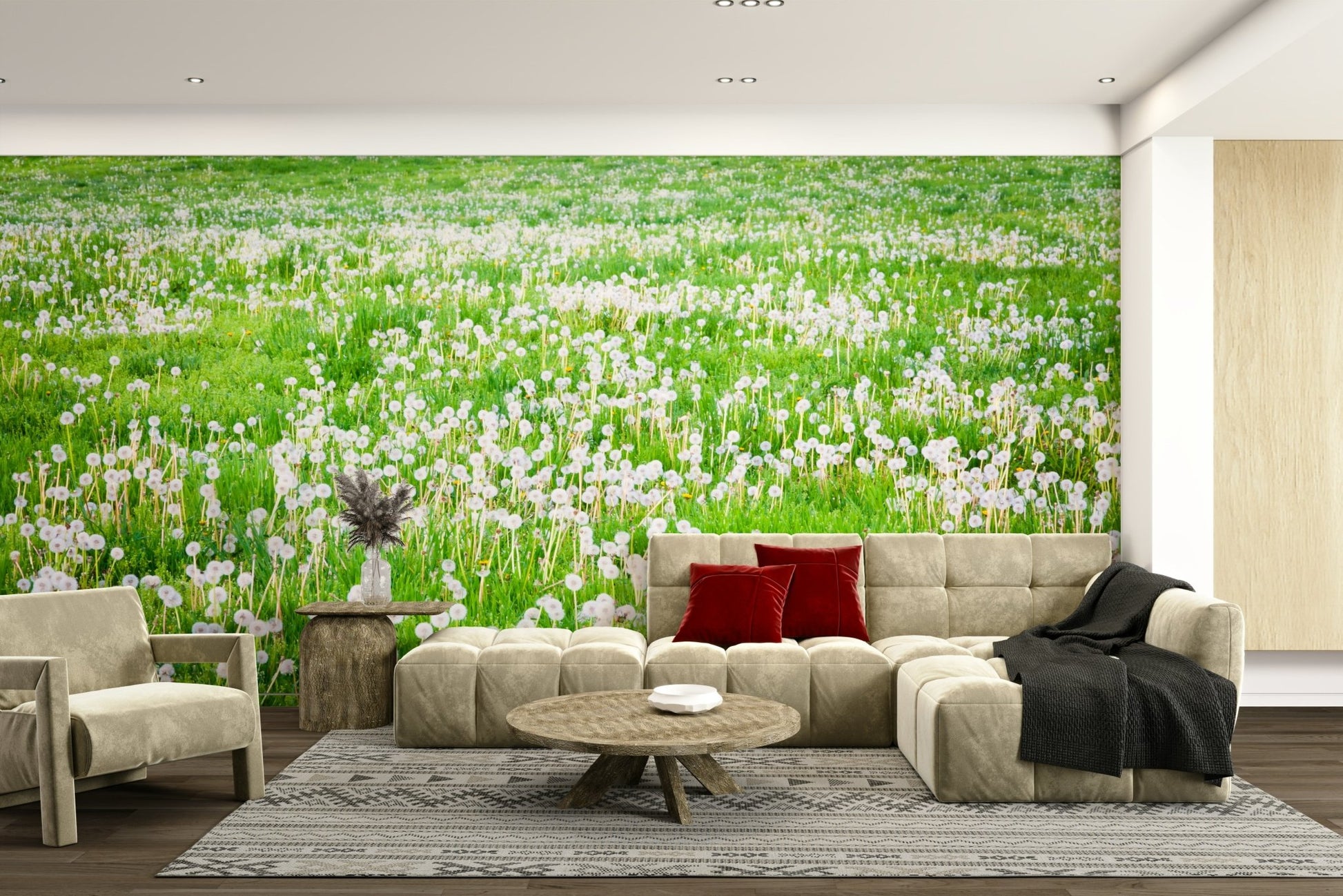 Serene green landscape wallpaper design
