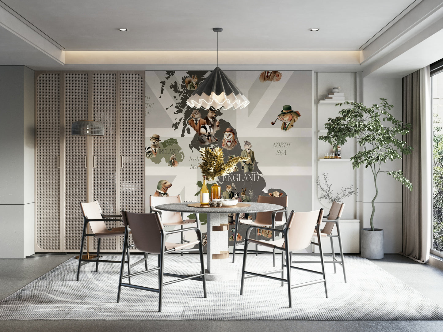 Dapper skabninger af Storbritannien vægmaleri