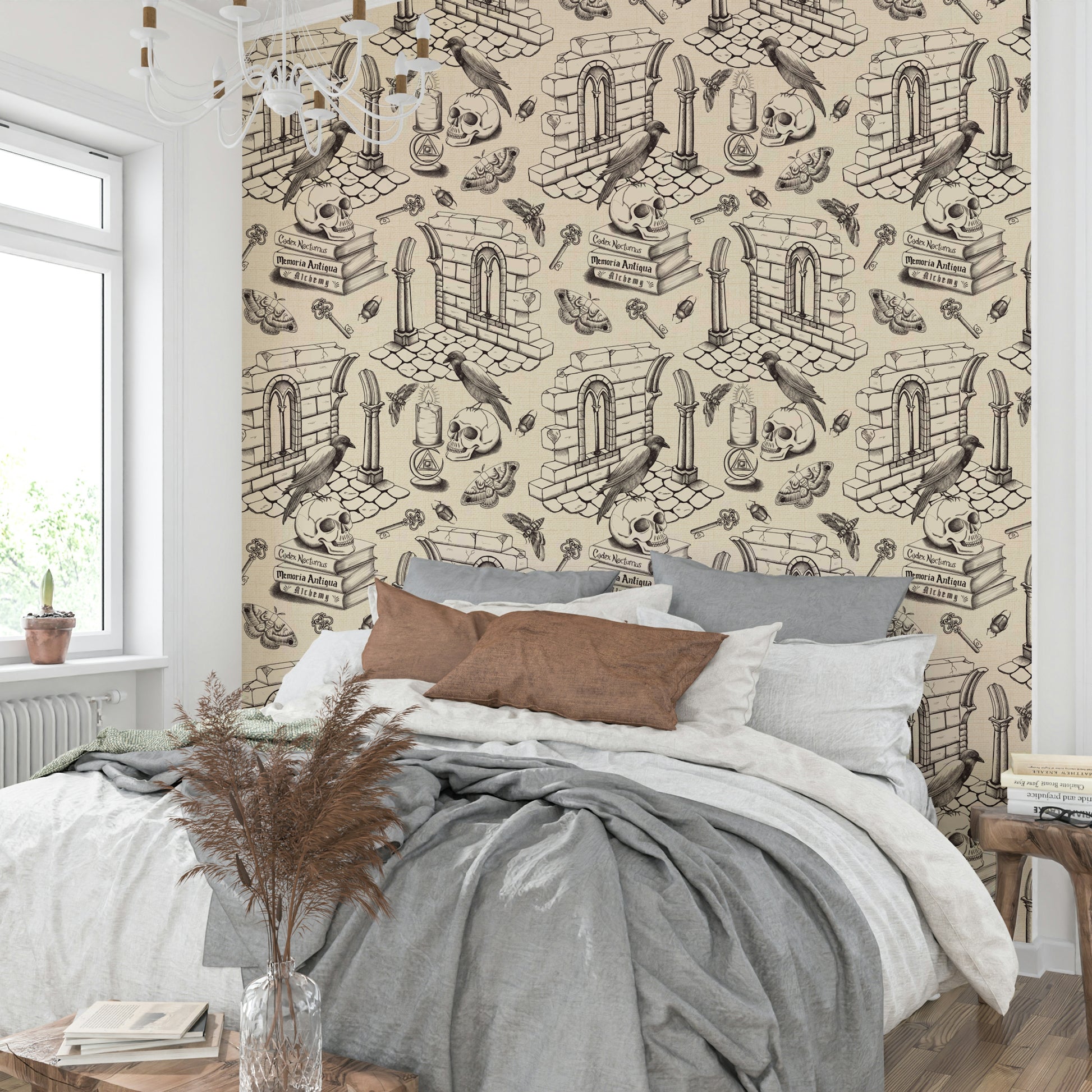 Vintage pattern wall mural with old-world charm

