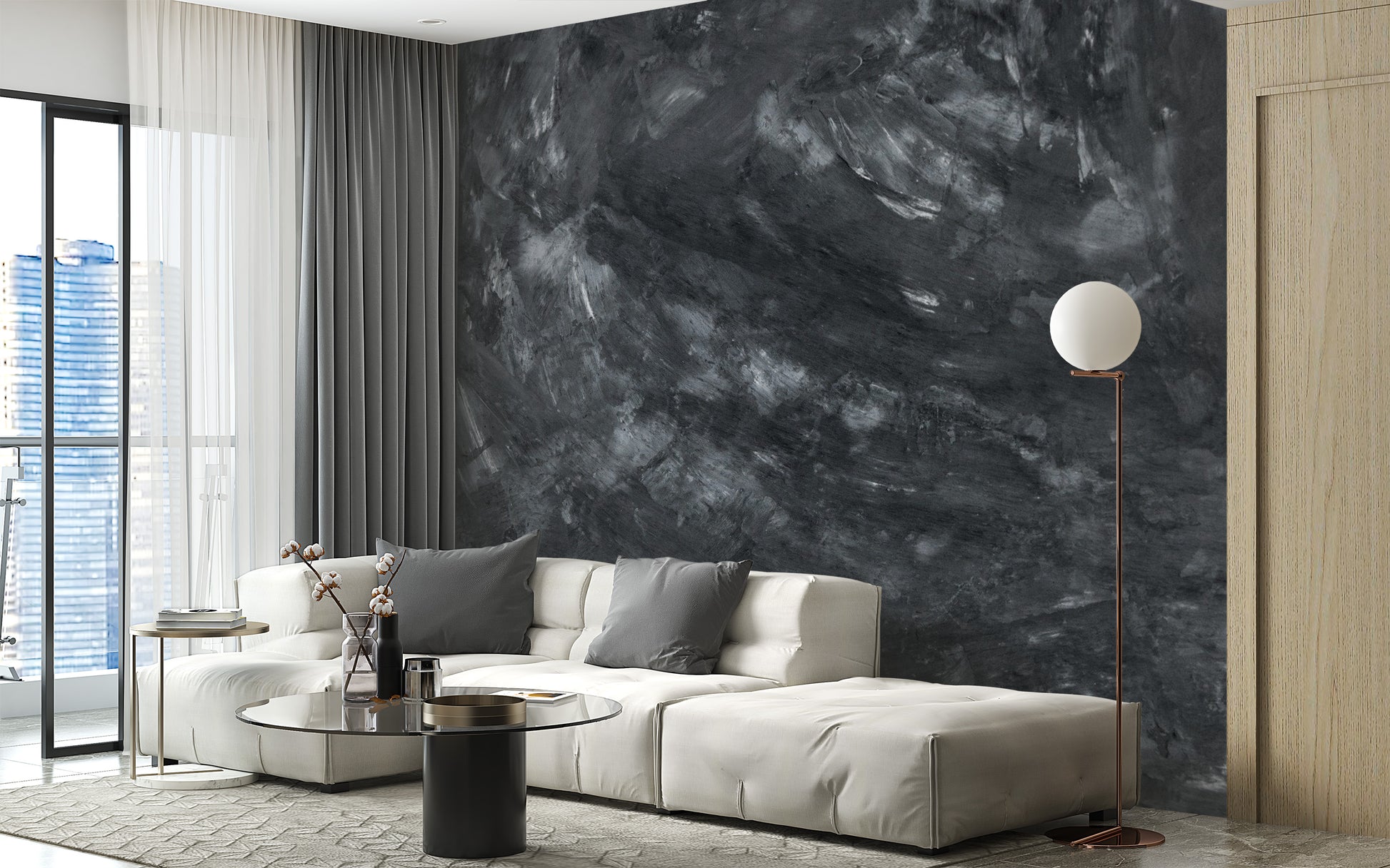 Bold dark concrete wallpaper for walls
