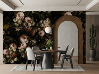 A dramatic floral wallpaper for walls.