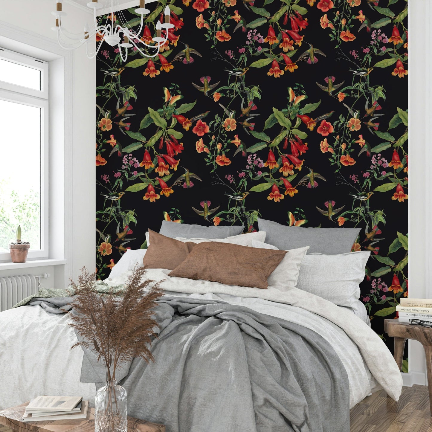 A beautiful modern art wall mural of flowers.

