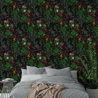 High-quality image of the dark botanical wallpaper

