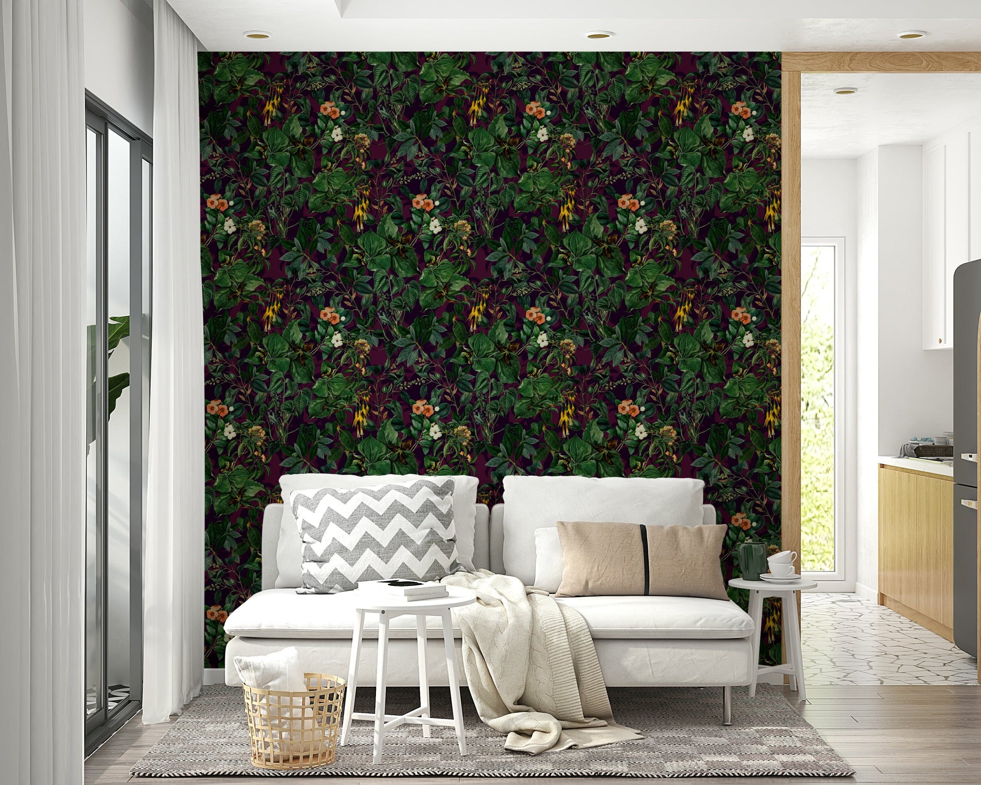 Wallpaper with a unique, elegant floral design

