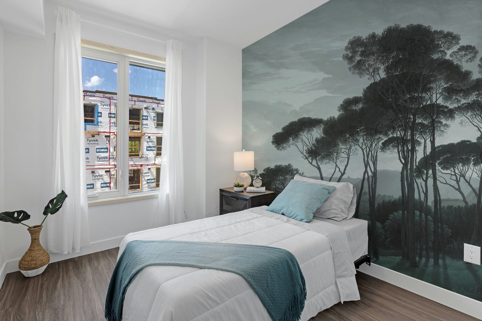 Dark Green Misty Forest Tree Wallpaper Murals - Giffywalls