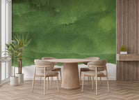 Watercolor-inspired dark green wallpaper for trendy spaces.