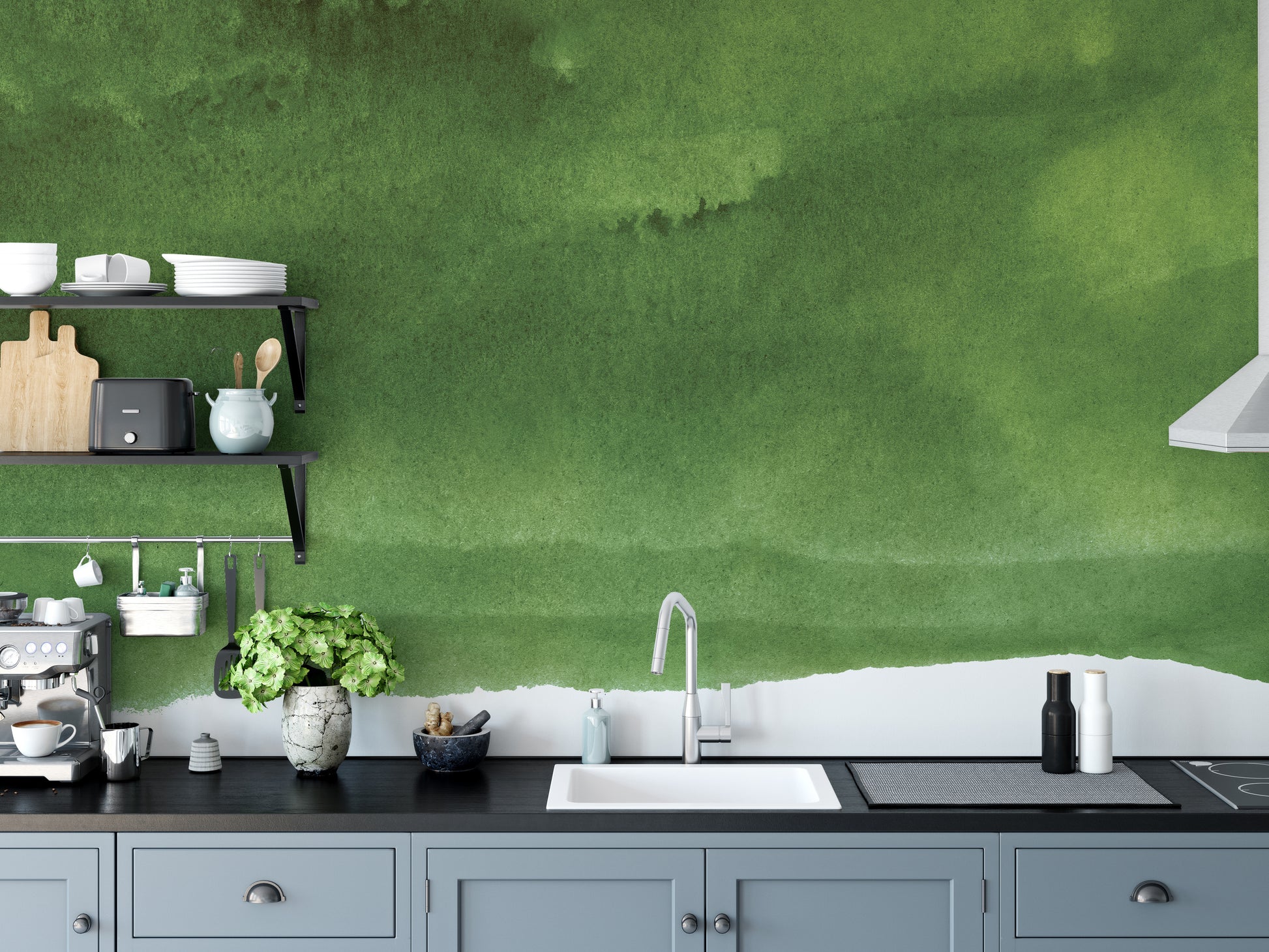 Elegant dark green wallpaper for accent walls and decor.