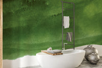 Watercolor-style dark green wall mural with removable design.