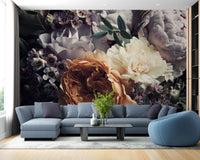 Dark Large Sized floral wallpaper mural - Giffywalls