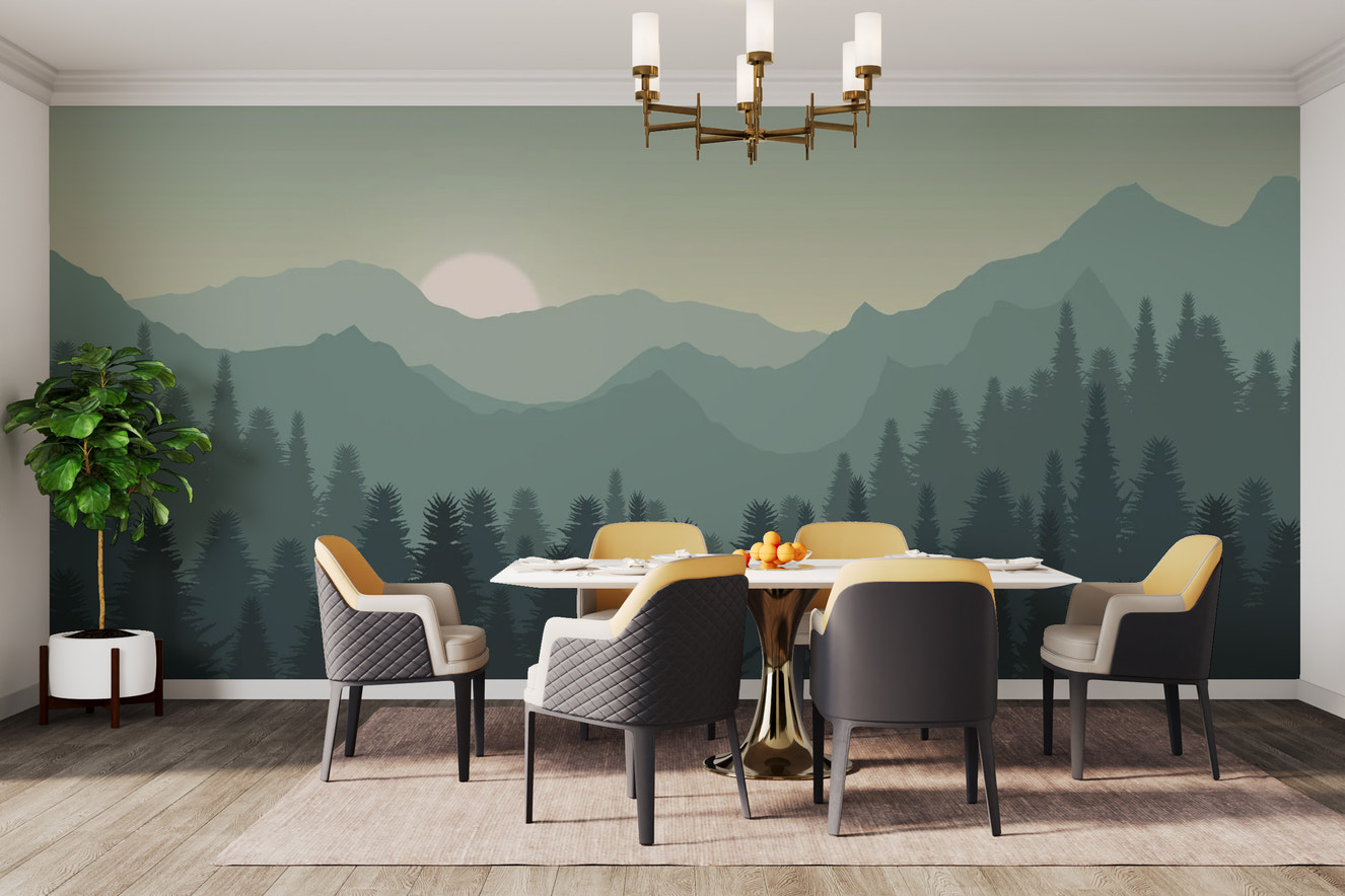 Papier peint mural serein au clair de lune d'un lac de montagne