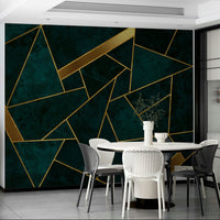 Sophisticated teal and gold wall mural for interiors

