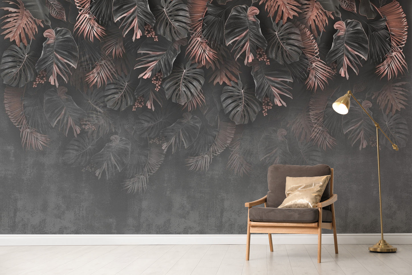 Dark Hanigng Tropical Leaves Wallpaper Mural - Giffywalls