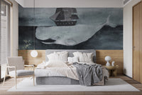Watercolor whale mural for bold walls
