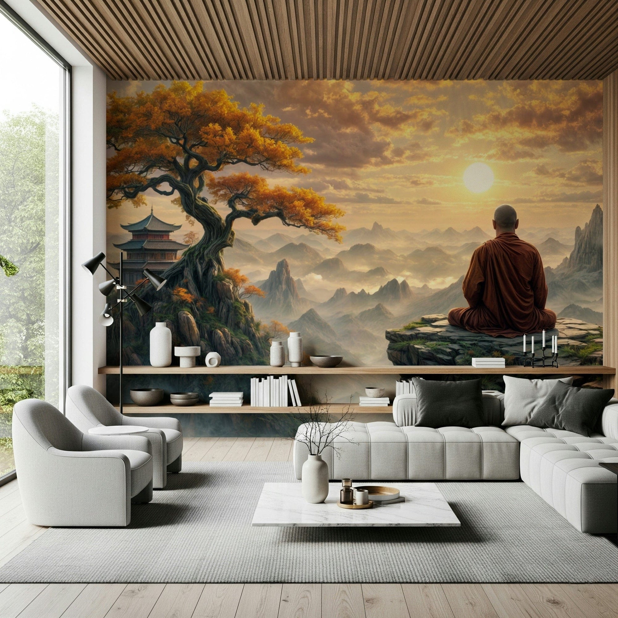 Dawn Serenity Mural used to create a sense of depth in a narrow hallway.