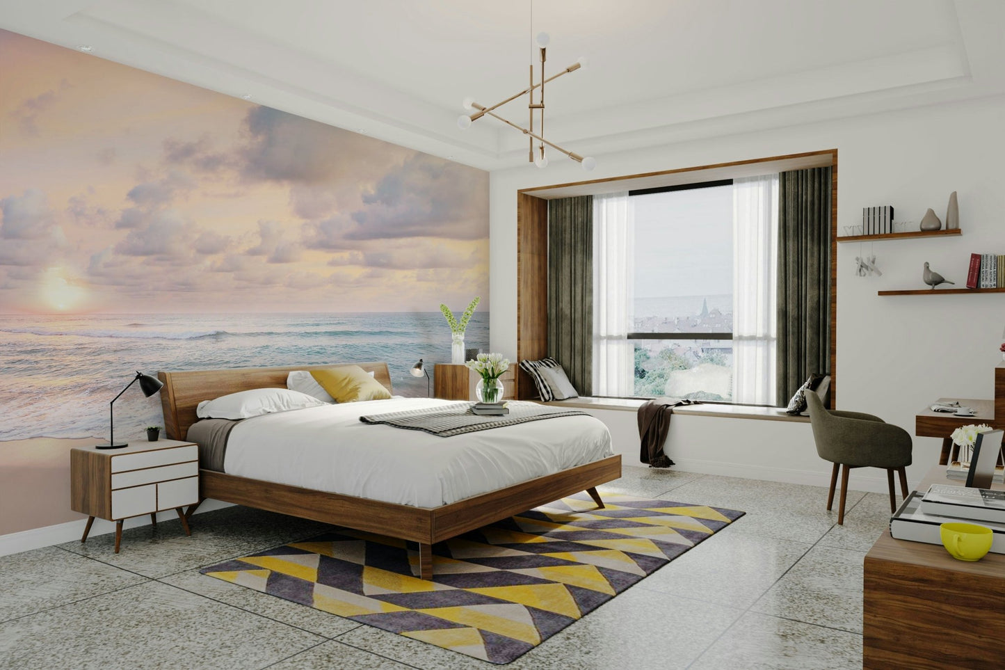 Sky mural wallpaper in soft hues

