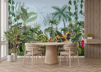 Daytime Colorful Tropical Jungle Design Wallpaper Murals - Giffywalls