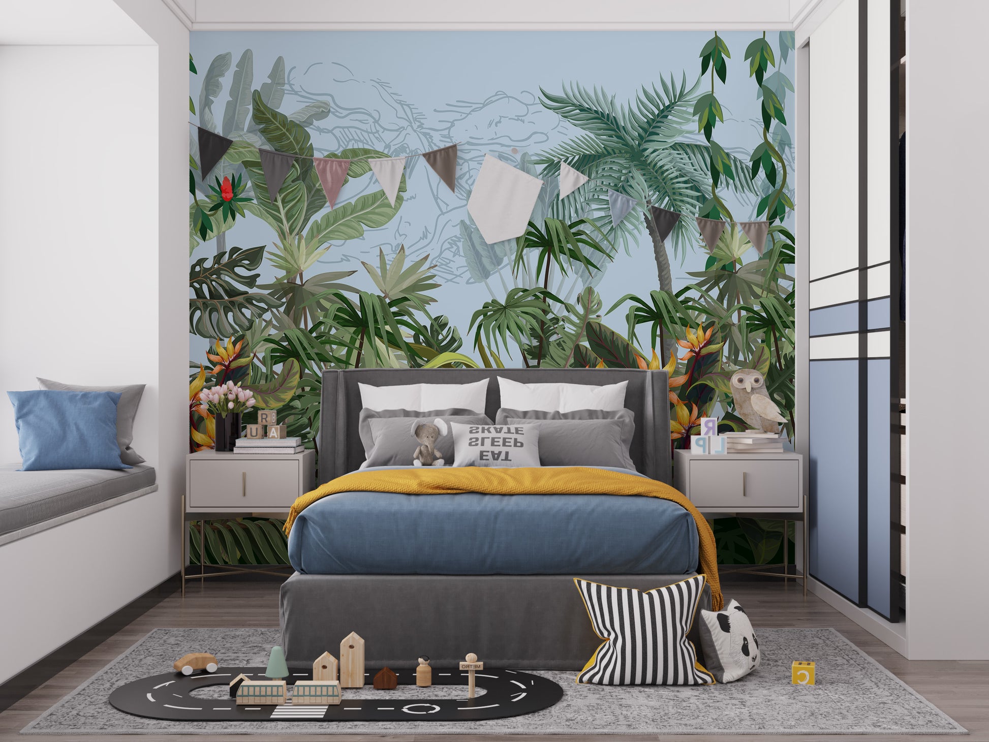 Daytime Colorful Tropical Jungle Design Wallpaper Murals - Giffywalls