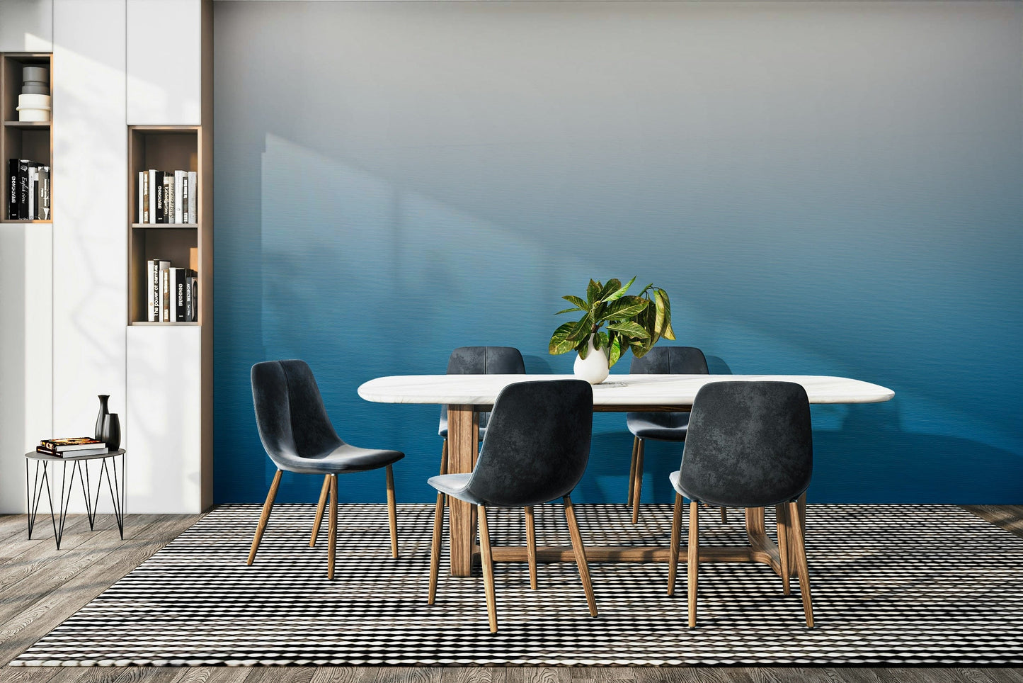 The wallpaper for walls being admired in a home.

