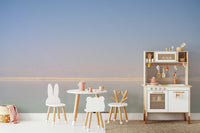 A living room featuring the scenic Dead Sea wall mural.

